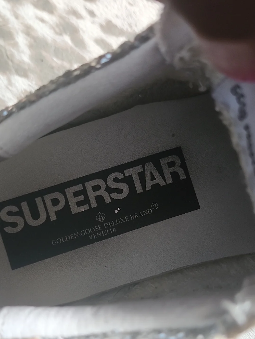 Golden Goose Super-Star Low Top Sneakers in Silver Glitter Sz41